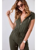 Women\'s khaki hooded jumpsuit FK622 - Online store - Boutique